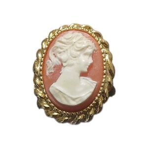 Vintage Jewelry Cameo Pin Brooch Seed Faux Pearl